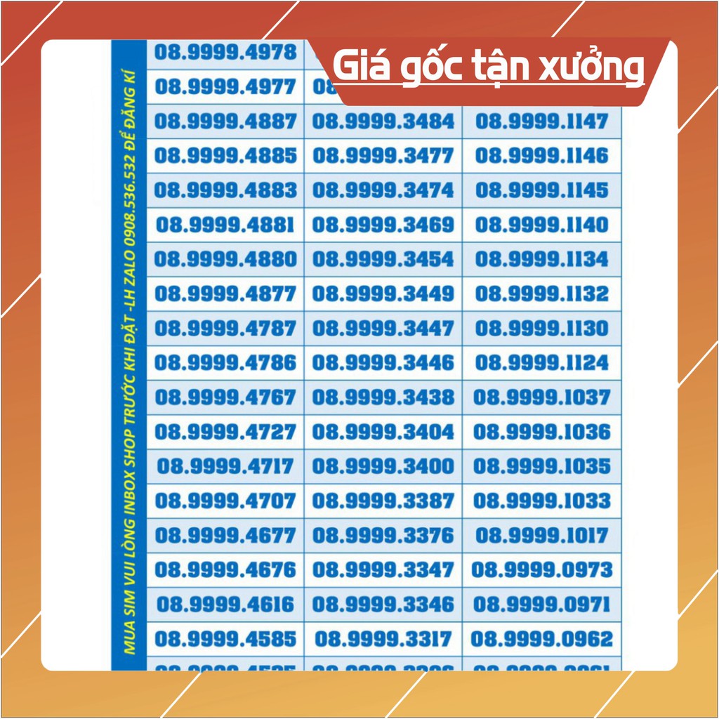 XẢ TẬN GỐC Sim số đẹp tứ quý 08.9999.xxxx - mạng mobifone XẢ TẬN GỐC