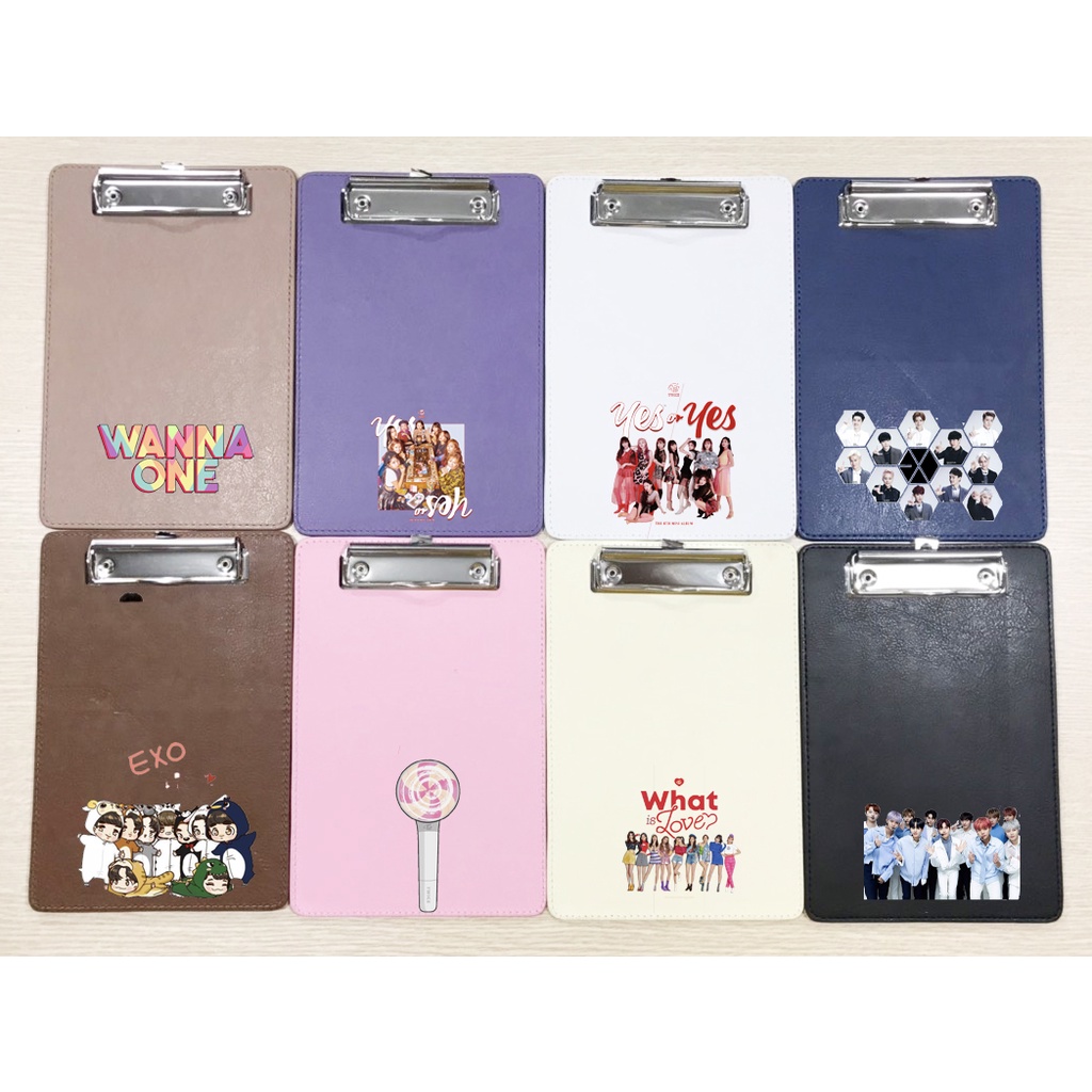 kẹp tài liệu twice wanna one exo KTLD19 dễ thương cute da pu 23*15cm hoạt hình trình kí