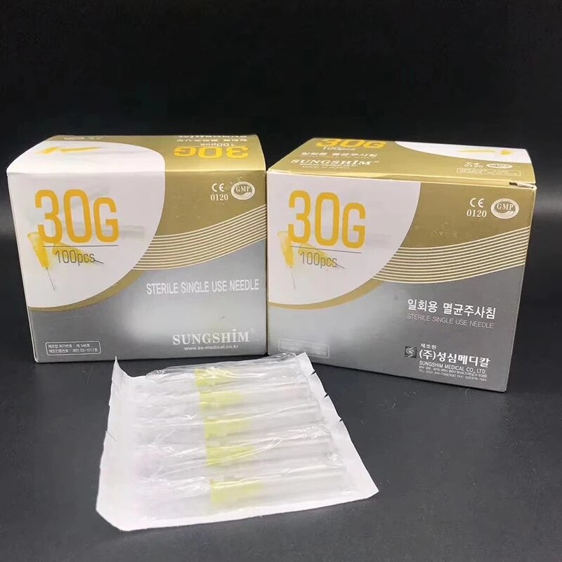 Hộp 100 Nanoneedle mesotherapy SUNGSHIM - cây kim meso 30G 4mm 13mm 25mm tiêm prp căng bóng da