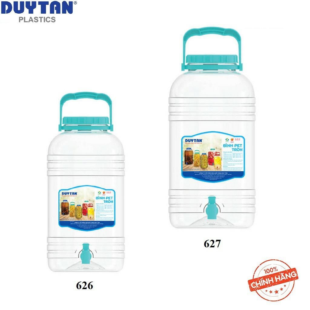 Bình PET Đựng Nước Tròn Có Vòi 15 Lít Duy Tân (Ø 23,9 x 42,2 cm) No.626