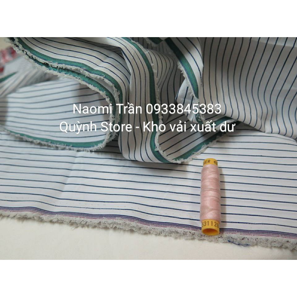 2 biên - Kate lụa thun sọc xanh nhí SALE 20K/M mềm mát, DƠ NHẸ