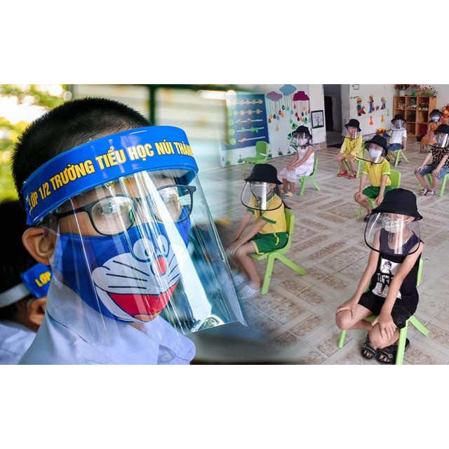 Tấm chắn giọt bắn Face Shield cho bé, mặt nạ bảo hộ phòng dịch cho bé, kính chắn giọt bắn, vi khuẩn cho trẻ em