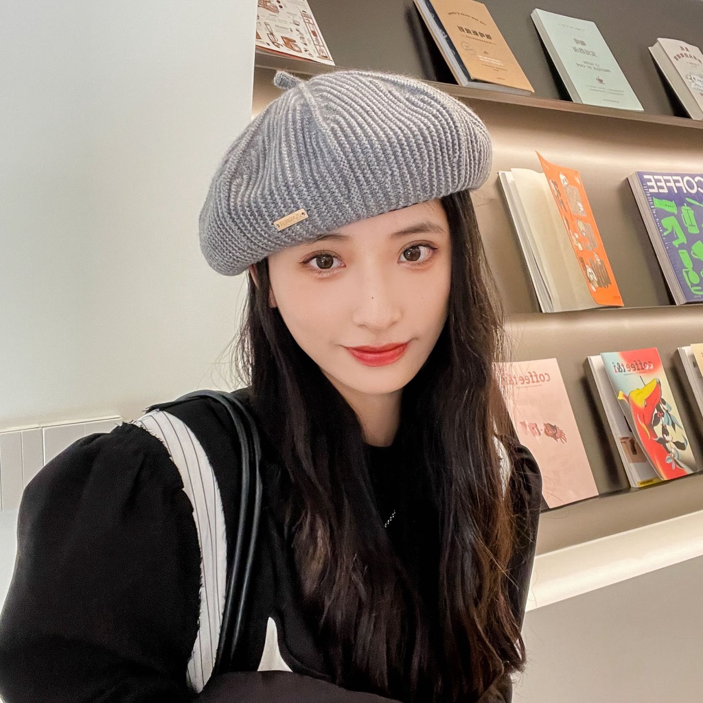 Mũ beret Len Dệt Kim Thời Trang Thu Đông Dành Cho Nữ
