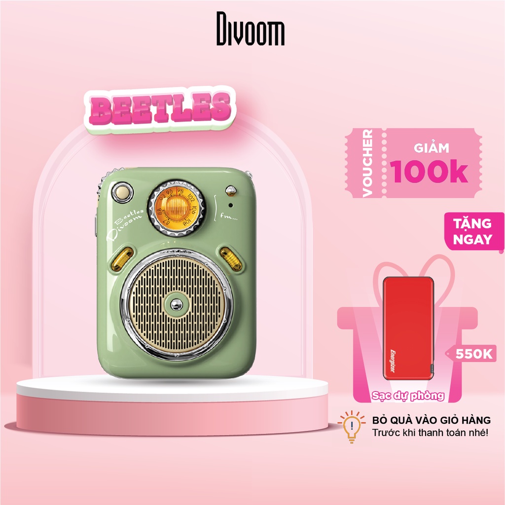 [Mã ELHACE giảm 4% đơn 300K] Loa Bluetooth Divoom-Beetles FM-Thiết kế siêu nhỏ,cổ điển, tích hợp FM radio và thẻ nhớ