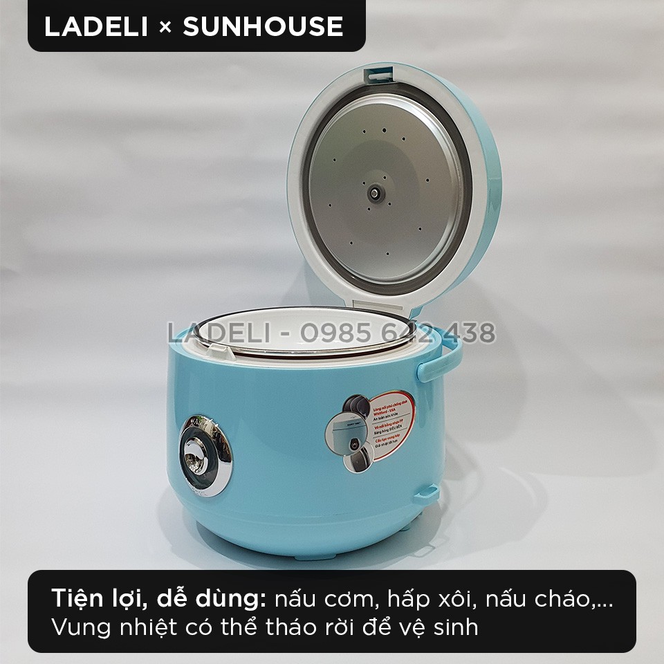 Nồi cơm điện 1.2L SUNHOUSE HappyTime HTD8522G chống bỏng | BigBuy360 - bigbuy360.vn