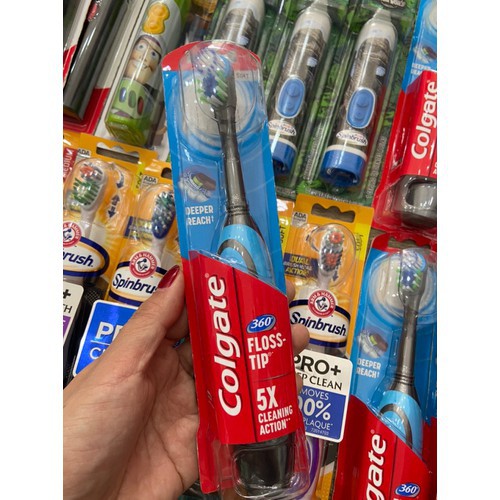 Bàn chải pin Colgate xoay 360 độ 4X, 5X Whitening Action USA