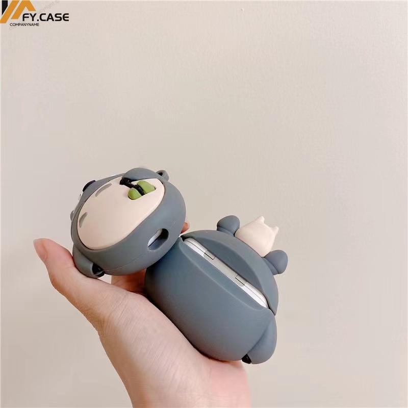 Vỏ Bảo Vệ Hộp Sạc Tai Nghe Airpod 1 2 3 Pro Bằng Silicon Hình Totoro 3D Dễ Thương Chống Sốc