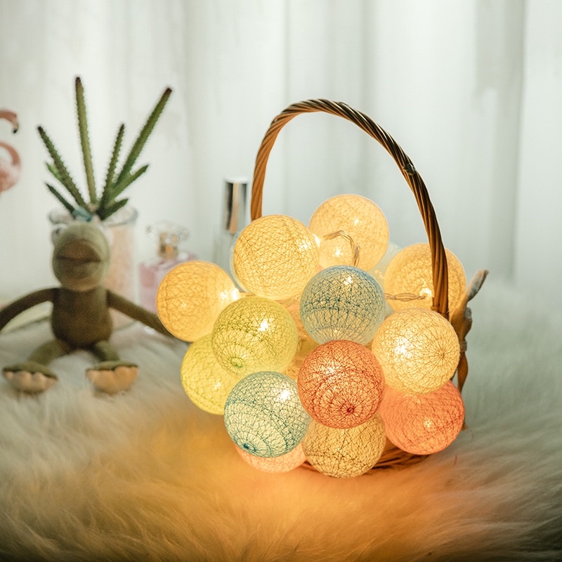 Dây đèn LED 3m 20 bóng cotton dùng trang trí tiệc đủ màu