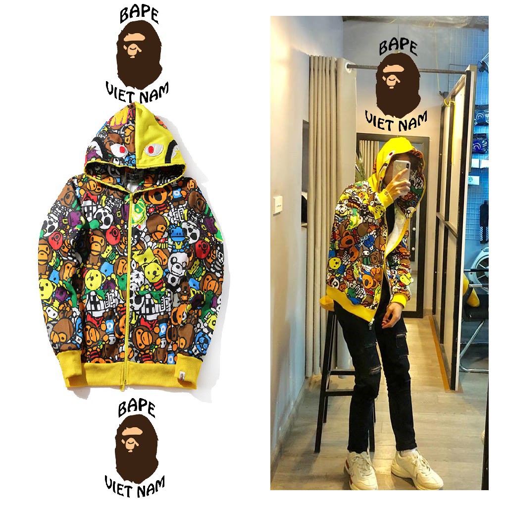 [ODER + FREESHIP] Jacket Bape Babymilo Zoo fullzip , Áo khoác Hoodie Bape Cá Ngáo | BigBuy360 - bigbuy360.vn