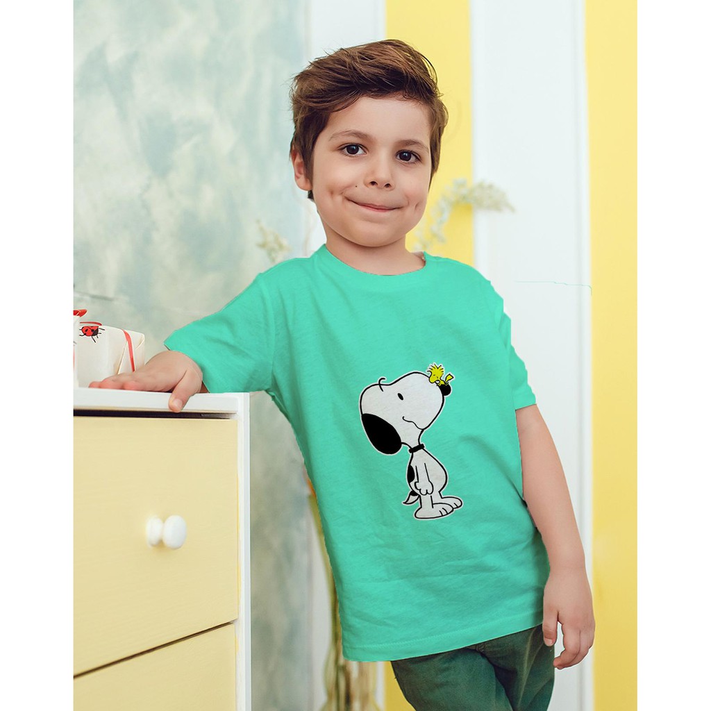 Áo thun Trẻ em in hình Windsor hôn Snoopy Cotton Thun - Dẽ Thương