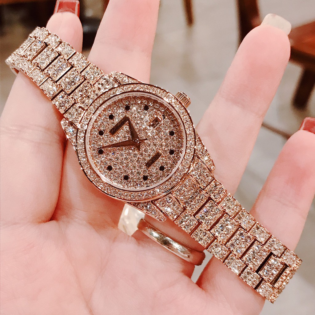 Đồng Hồ Davena Nữ Full Đá Rose Gold D61669 31mm Chính Hãng