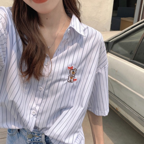 Áo Sơ Mi Ca-Rô Tay Ngắn Thời Trang Dành Cho Nữ Dễ Thương