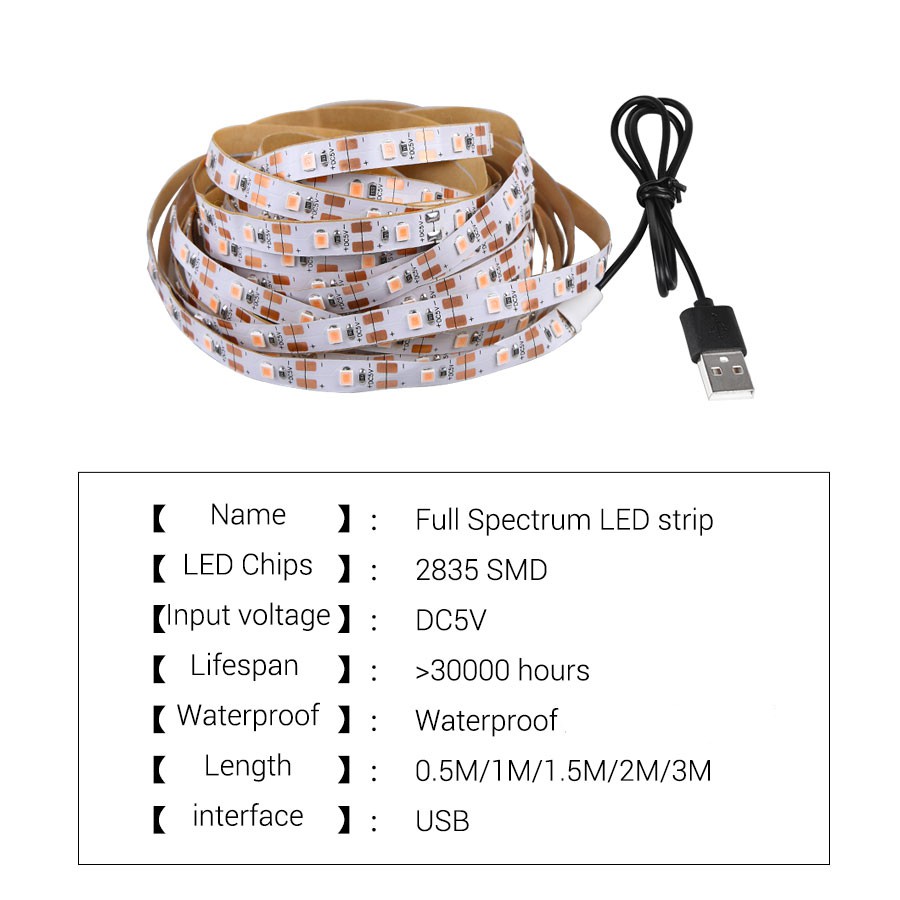 Toàn Bộ Dây Đèn Led Kích Thích Tăng Trưởng 0.5m 1m 1.5m 2m 3m 2835 Smd