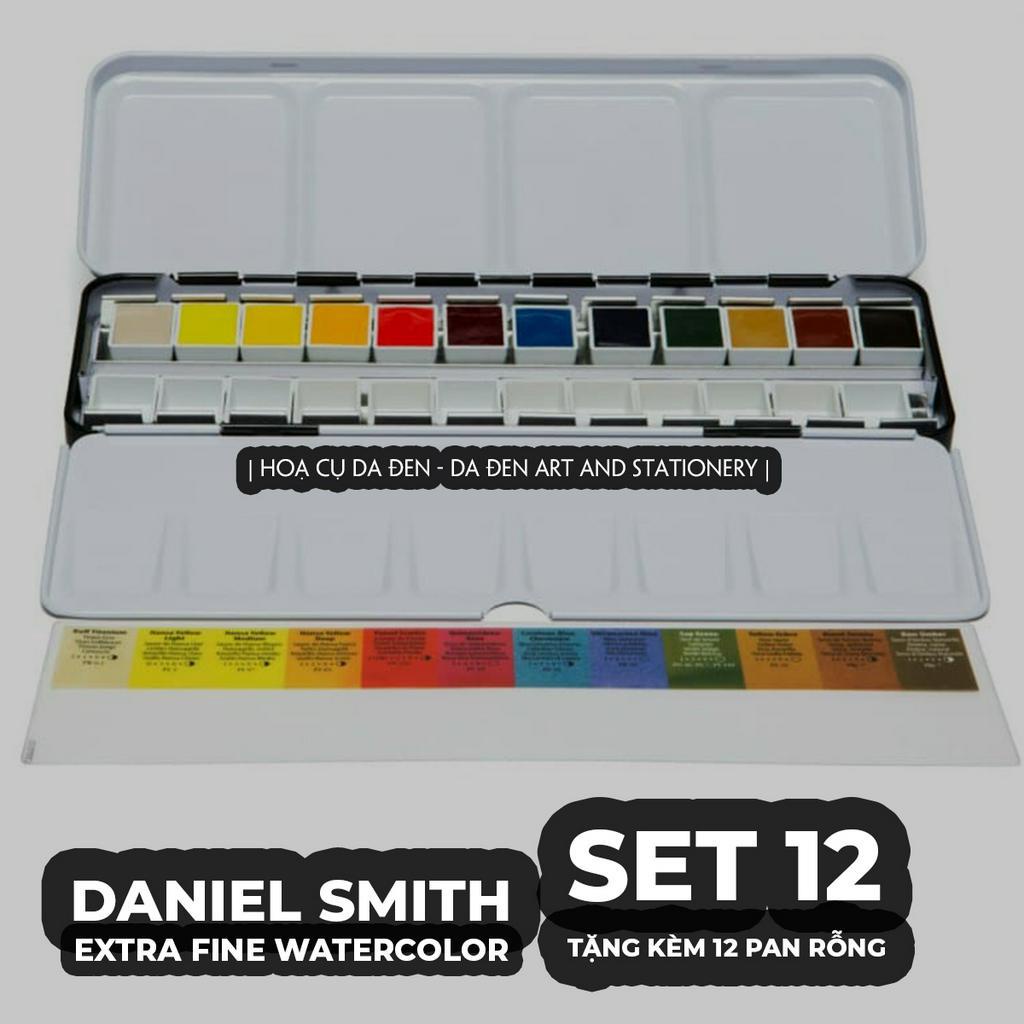 [DA ĐEN] Set 12 màu Nước nén Daniel Smith - Tặng kèm 12 Half Pans