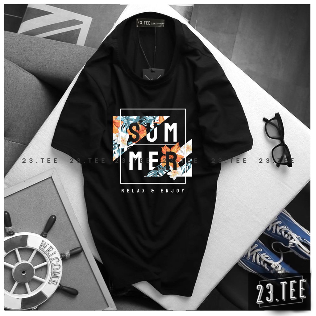 Áo thun Unisex cổ tròn Enjoy Summer vải Cotton dày dặn, siêu mát