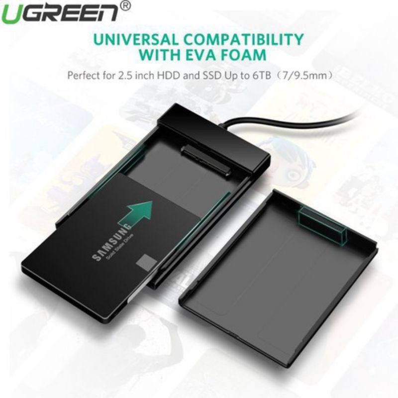 Hộp Đựng Ổ Cứng 2.5 Inch USB 3.0 Ugreen 30847 (HDD Box 2,5") - Hàng Chính Hãng