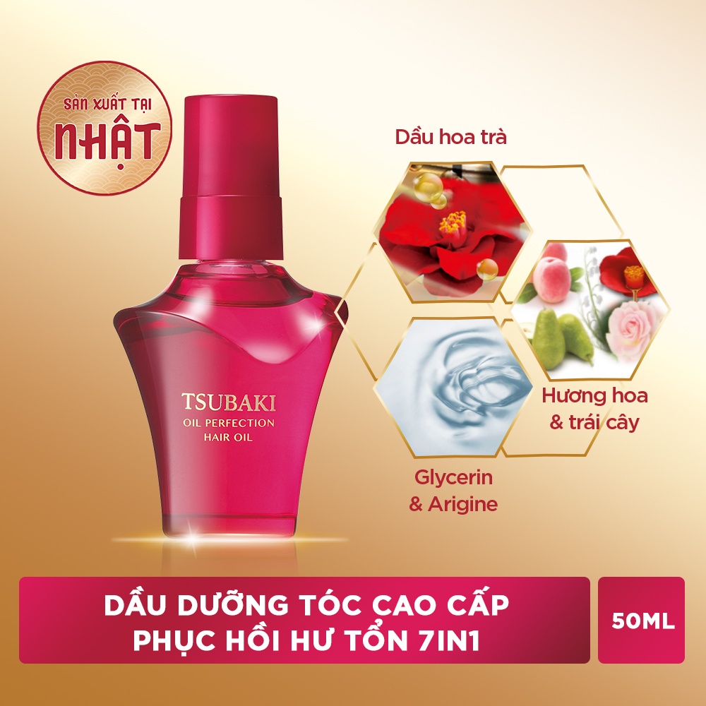 Dầu Dưỡng Tóc Tsubaki Hỗ Trợ Phục Hồi Hư Tổn Oil Perfection Hair Oil 50ml