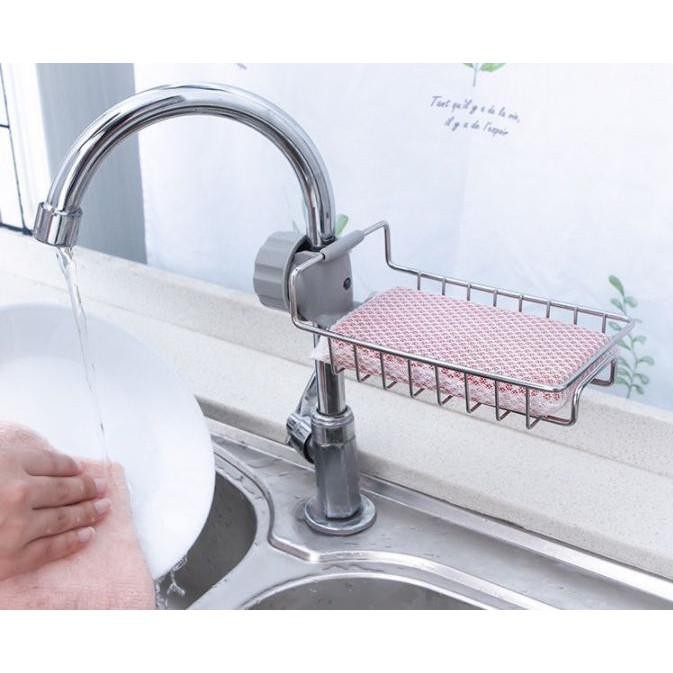 Kệ Inox Gắn Vòi Nước Kệ Giỏ Đựng Để Đồ Rửa Chén Bát Kệ Gắn Bồn Rửa Chén