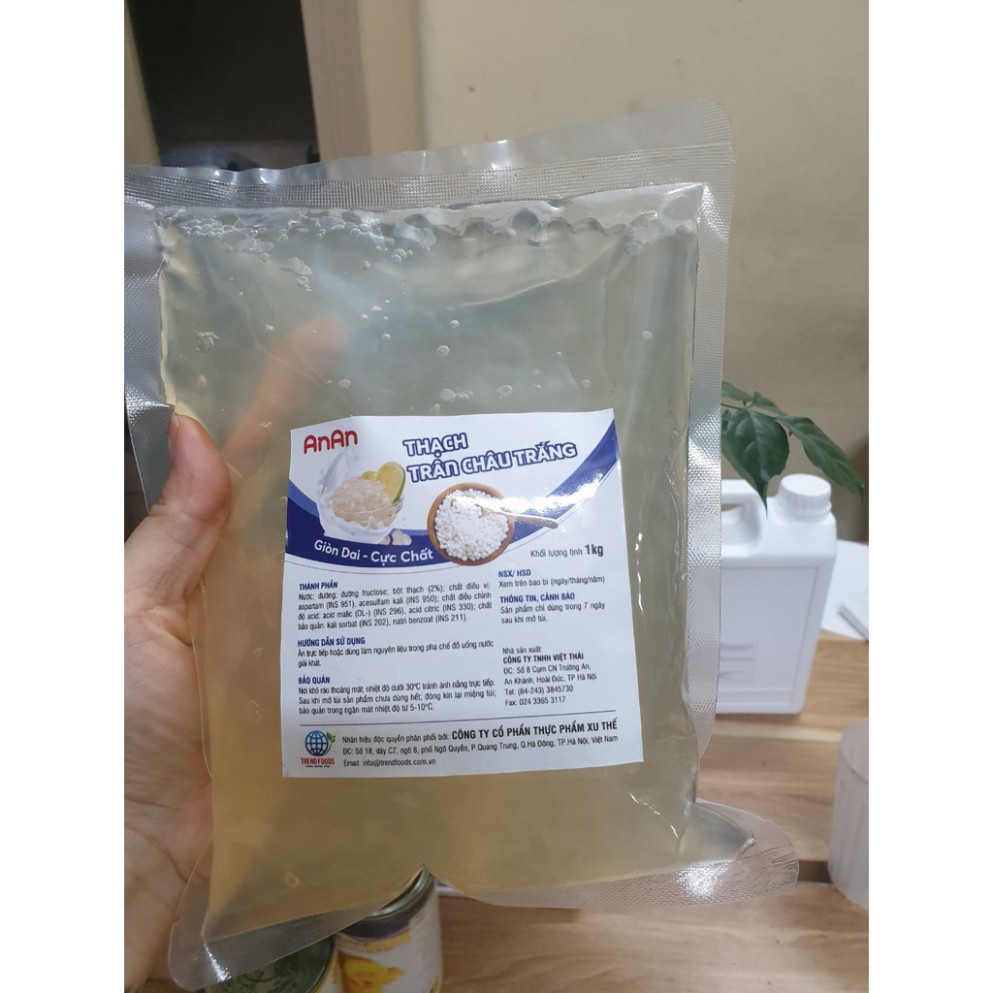 Thạch 3q trắng gói 1kg - trân châu ngọc trai loại 1kg tiện dụng