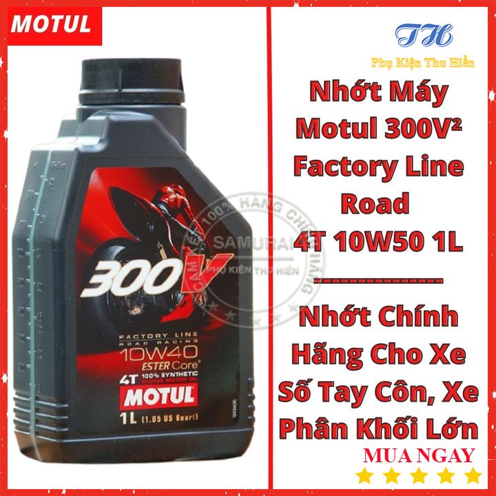 Nhớt Máy Motul 300V² Factory Line Road 4T 10W50 1L - Nhớt Chính Hãng Cho Xe Số Tay Côn, Xe Phân Khối Lớn