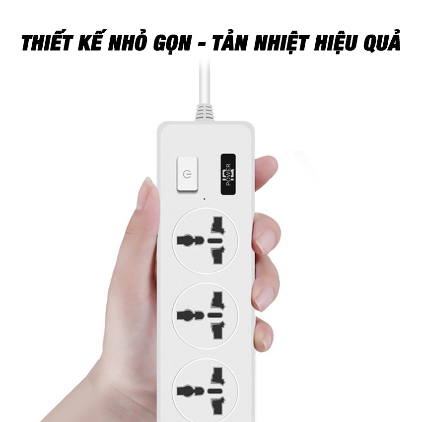 Ổ Cắm Điện Đa Năng DELADEP Cổng USB Sạc Nhanh 5V-2.1A Công Suất 2500W Vật Liệu Chống Cháy Dây Nối Dài 2M OCD04