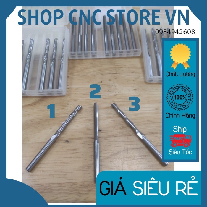 Mũi CNC Phá, Cắt, Lọng Gỗ Cán 4mm lưỡi dài 22mm Cắt Tạo Hình Trước Khi Khắc 3D