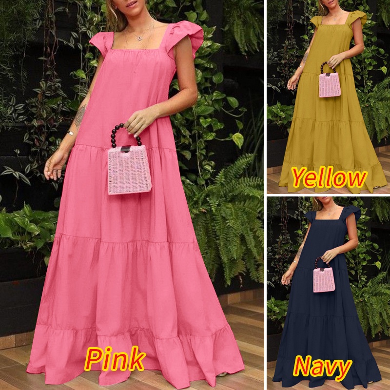 Đầm dài Zanzea không tay cổ vuông hợp thời trang cho nữ