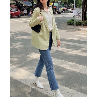 RUCHAN Áo Suit cơ bản Blazer Vest độn vai (nhiều màu)