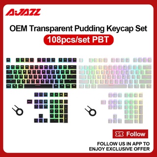 Ajazz keycaps pbt oem 108 keys pudding cho cherry mx switch bàn phím cơ bàn phím game thủ rgb