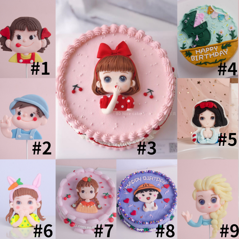 Phụ kiện trang trí bánh kem hình bé trai/bé gái bằng gốm sứ mềm dễ thương
