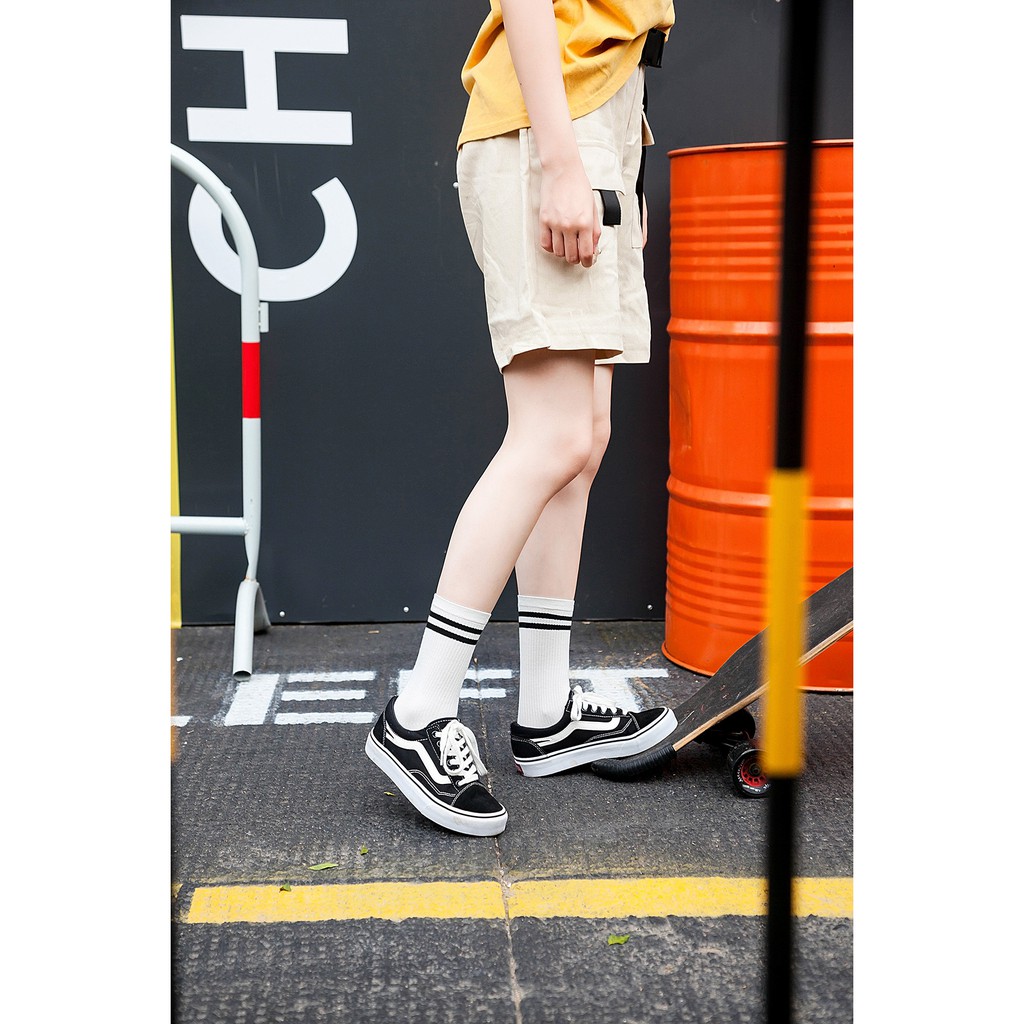 Tất vớ thể thao thời trang nam nữ kẻ ngang vintage nhiều màu cá tính