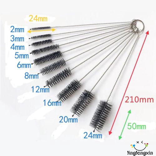 XNG-10PCS Household Stainless Steel Cleaner Brush Test Tube Bottle Straw Washing Cleaning Tool