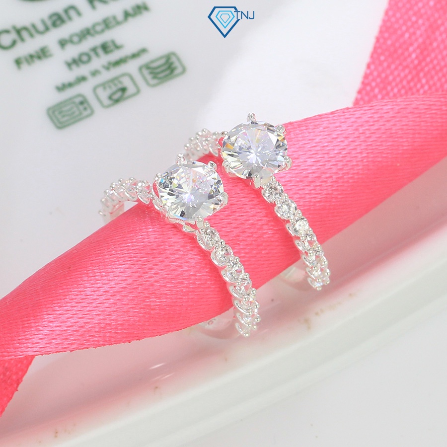 Nhẫn đôi bạn thân nữ bằng bạc đính đá ND0476 - Trang Sức TNJ