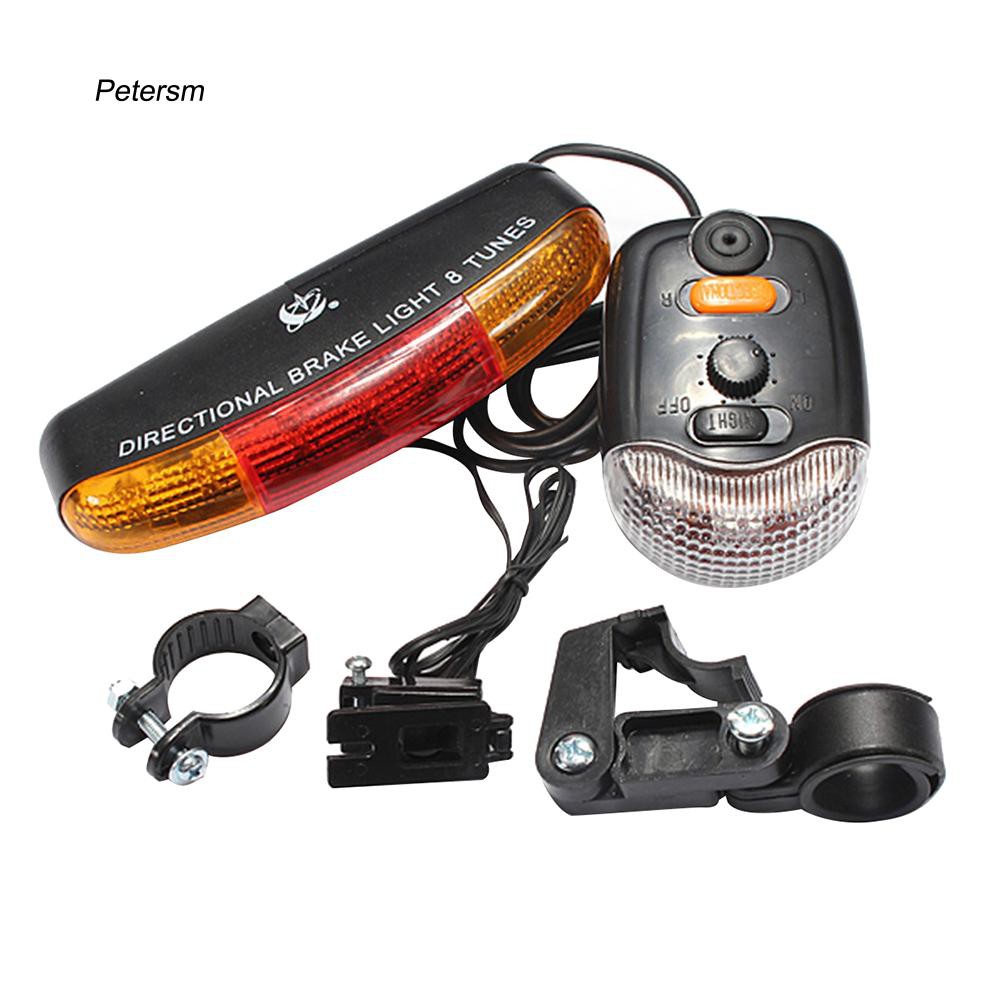 Bộ phụ kiện 3 trong 1 với đèn tín hiệu 7 bóng LED có còi gắn xe đạp chạy bằng pin AA tiện lợi