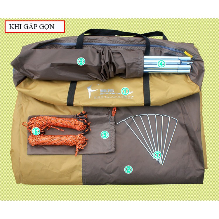 Tấm Tăng Dã Ngoại Lục Giác Chống Thấm, Chống Nắng, Chống Tia Tử Ngoại, Nhẹ, Dễ Di Chuyển Kích Thước 5,5m*5,6m