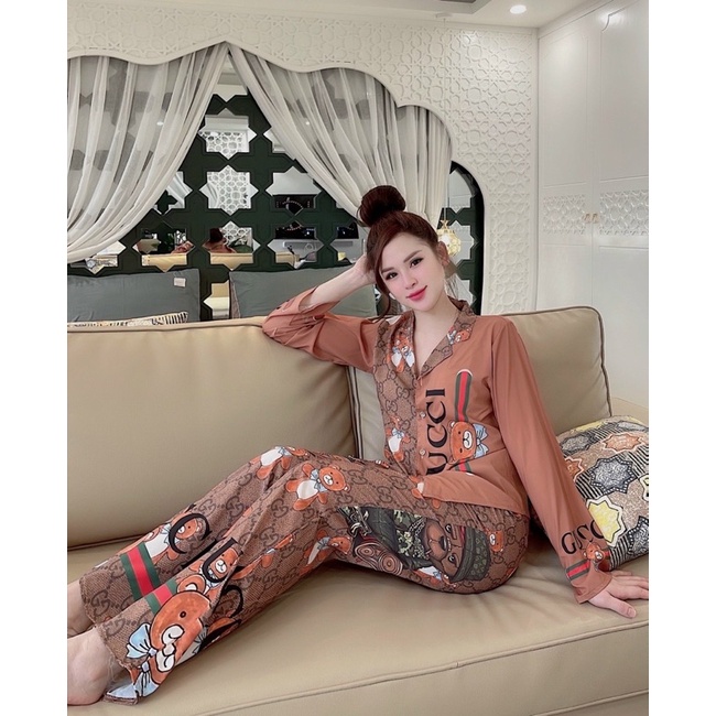 Đồ bộ Pijama tay dài quần dài, Đồ Bộ pijama lụa tay dài chất lụa sattin mềm đẹp