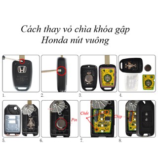 [Free cắt chìa qua ảnh] Vỏ độ chìa khóa gập Honda Brio 2 nút