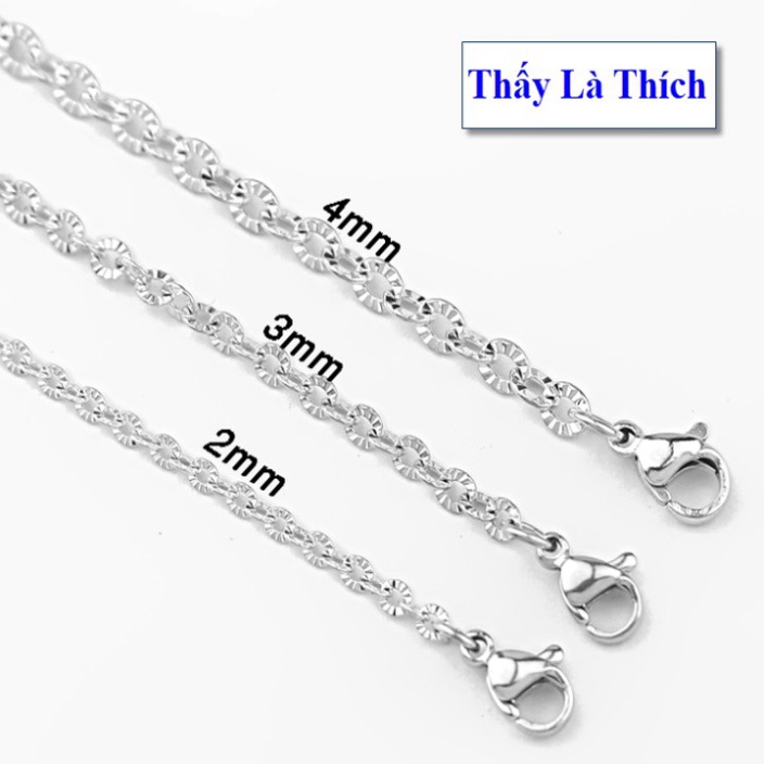 Dây chuyền inox titanium kiểu khoen móc chạm khắc cực đẹp - Cam kết 1 đổi 1 nếu hoen , gỉ sét