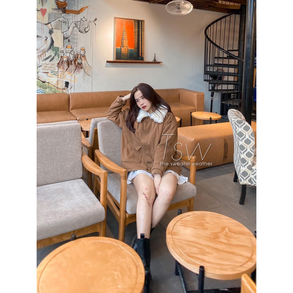 Áo khoác kaki phao cổ lông tháo rời | BigBuy360 - bigbuy360.vn