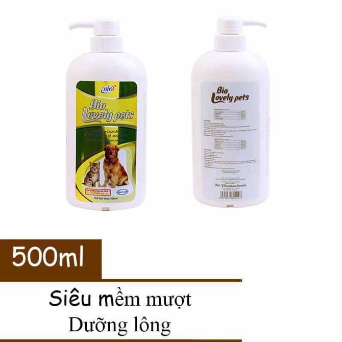 SỮA TẮM THÚ CƯNG CHÓ MÈO Bio Lovely Pets mượt lông khử mùi hôi Chai 500ml Xuất xứ Việt Nam