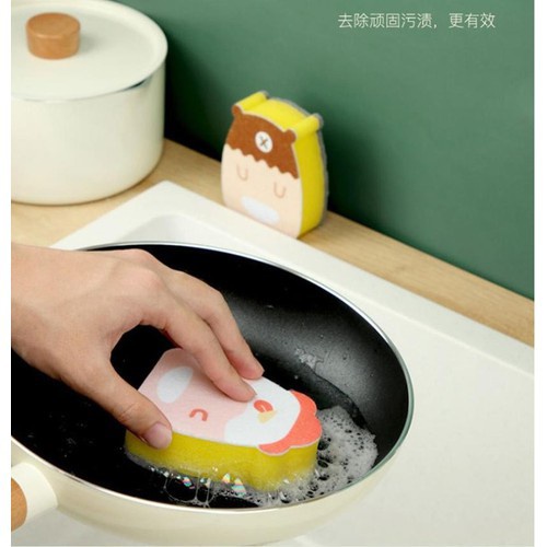 Miếng rửa chén tạo bọt chống xước hình thú (7,5x9cm)