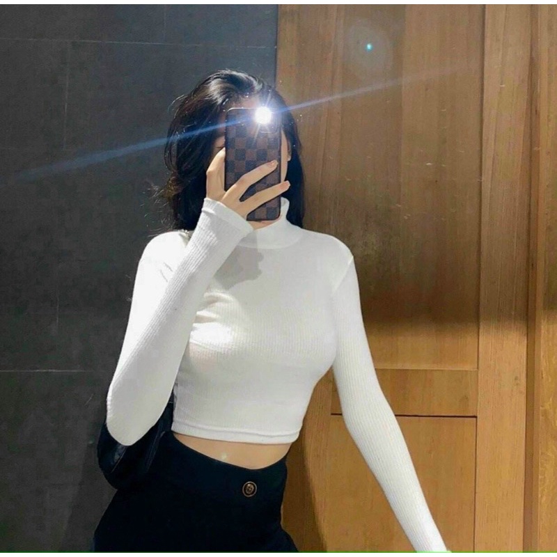 [Mã 11FASHIONSALE1 giảm 10K đơn 50K] Áo tay dài cổ lọ ôm body YUMI siêu tôn dáng [ FREESHIP ] dạng croptop dễ phối đồ | BigBuy360 - bigbuy360.vn