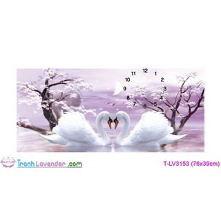Tranh thêu chữ thập Đồng Hồ Uyên Ương Hạnh Phúc LV3153 76*39cm