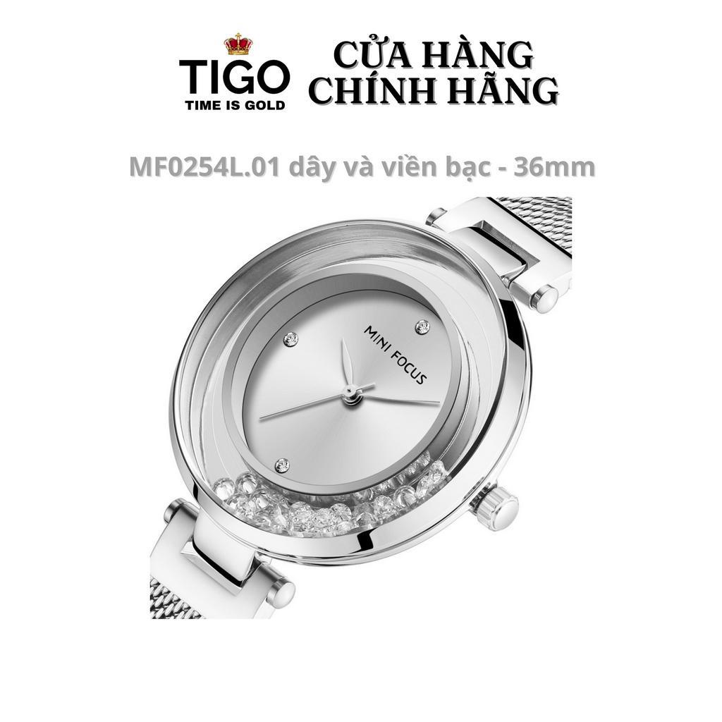 Đồng Hồ Nữ MINI FOCUS MF0254L.01 Dây Thép Bạc Viền Bạc Thép Không Gỉ Cao Cấp Mặt Tròn Đường Kính 36mm Chống Nước