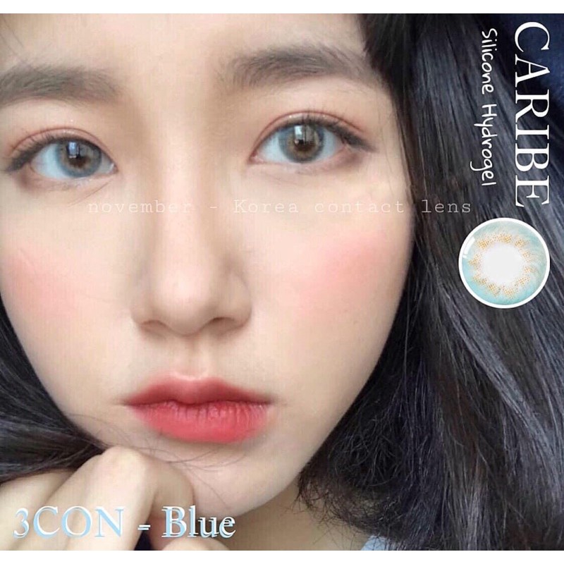 <LIMITED>Kính áp tròng màu xanh biển vân xoáy Caribe Blue Hàn Quốc