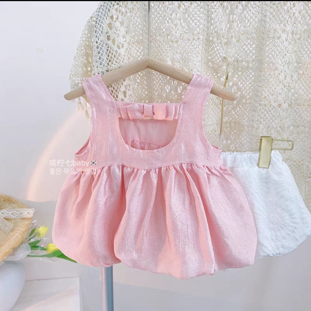 Bộ quân áo bé gái nơ lưng cho bé gái 8-18kg