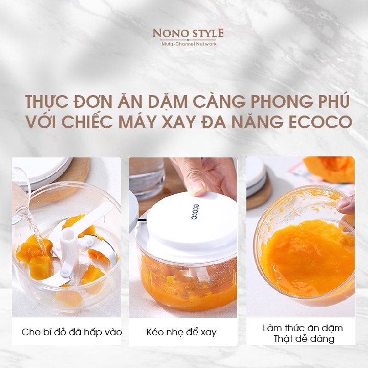 Máy Xay Tỏi Ớt Mini Ecoco Food Chopper, Dụng Cụ Xay Tỏi Ớt Đa Năng - Bảo Hành 12 Tháng