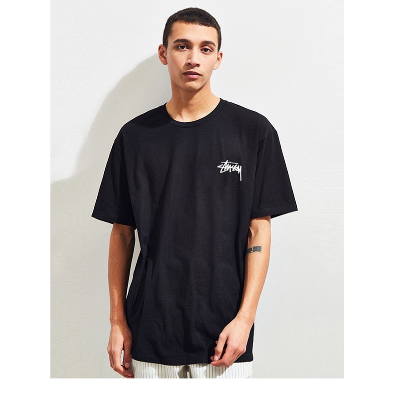Áo thun tay ngắn cổ tròn dáng rộng in chữ Stussy thời trang cá tính cho nam