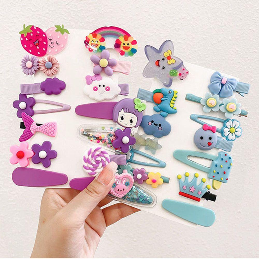 Bộ 14 Kẹp Tóc BB Họa Tiết Hoạt Hình Dễ Thương Cho Bé Gái