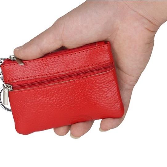 Ví mini da bò treo móc chìa khóa đi chợ Deluns
